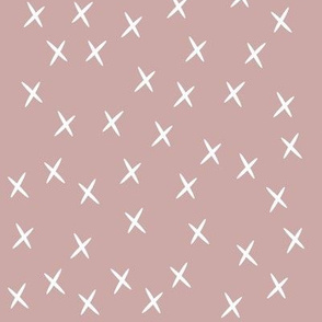 Crosses - white on dusty pink