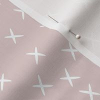 Crosses - white on light dusty pink 