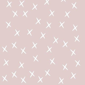 Crosses - white on light dusty pink 