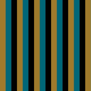 Half Inch Gold, Teal Blue, and Black Vertical Stripes