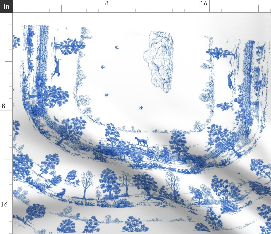 BLUE TOILE TABLE CLOTH  2 yard print with napkins Â©2012 by Jane Walker