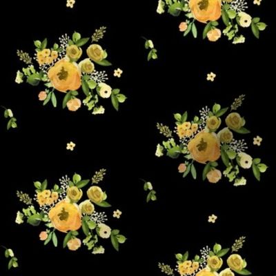 4" Sunrise Florals - Black