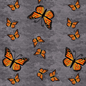 Monarch Butterflies in Color on Gray Granite