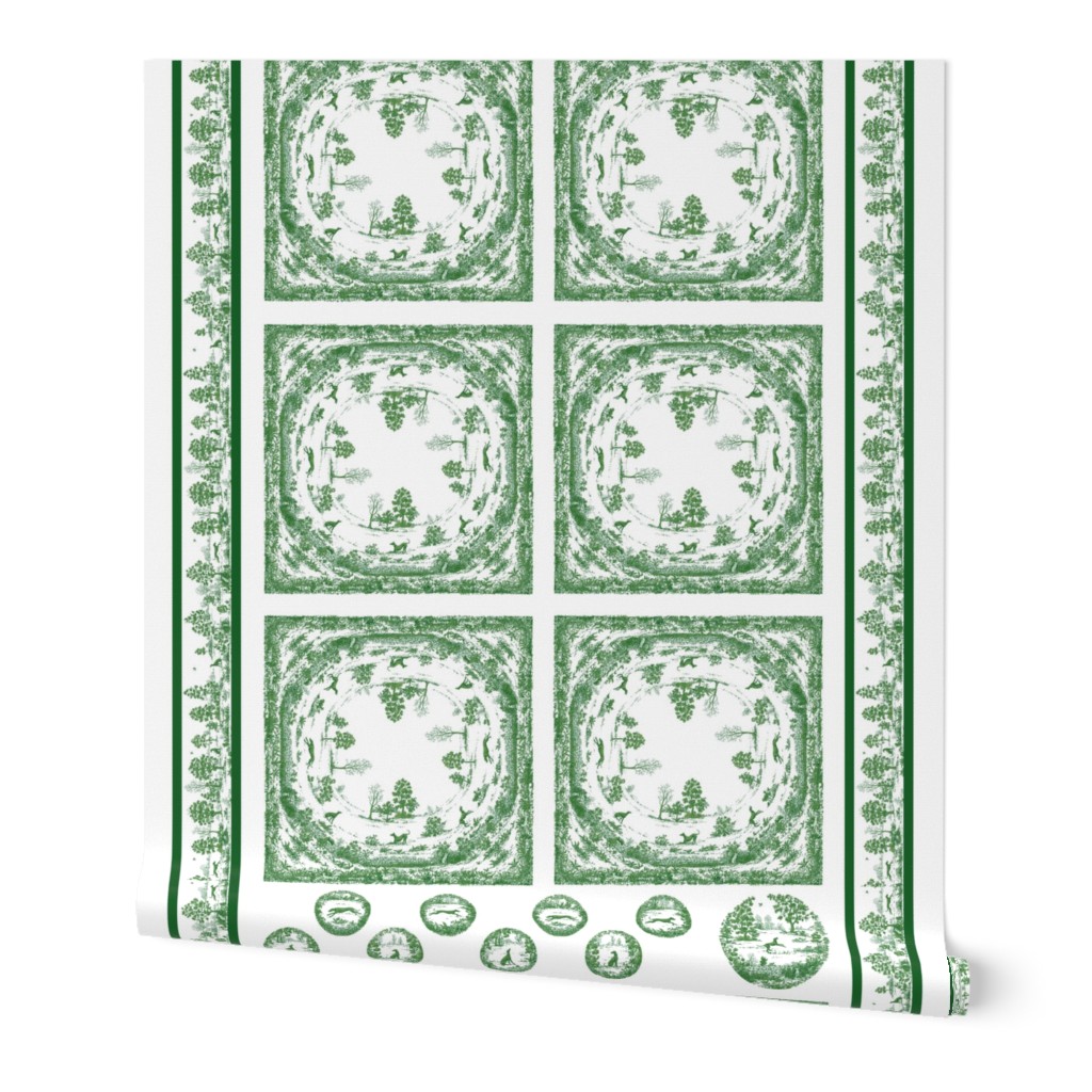 TOILE NAPKIN AND EXTRAS SET GREEN 2 yard print Â©2012 by Jane Walker