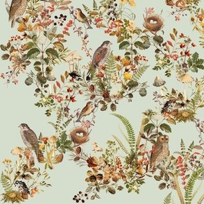 Birds in Woods, Soft Green // small