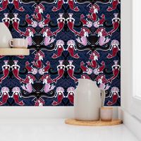 Mermaid grotto damask orchid and navy