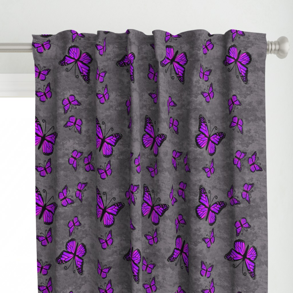 Monarch Butterflies Purple on Gray Granite