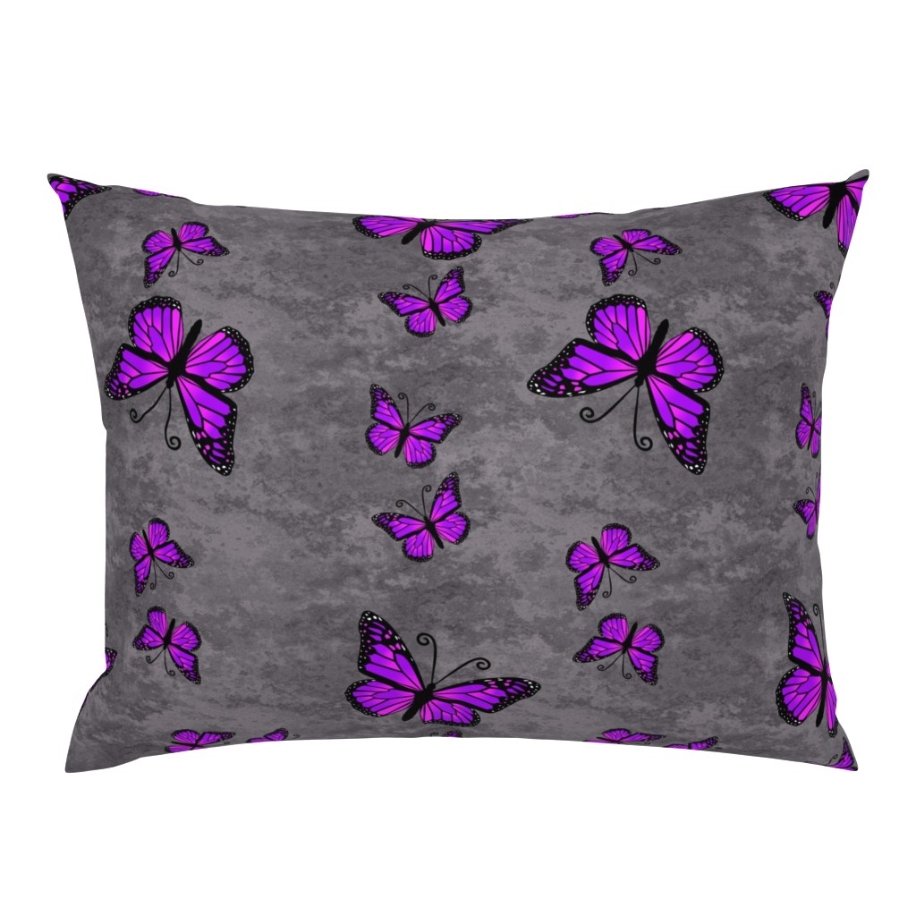 Monarch Butterflies Purple on Gray Granite