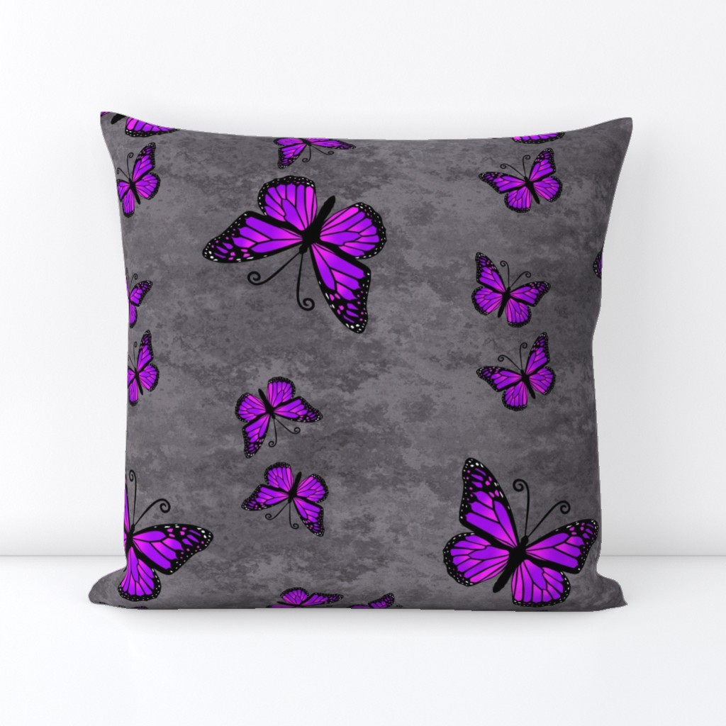 Monarch Butterflies Purple on Gray Granite