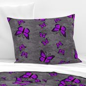 Monarch Butterflies Purple on Gray Granite