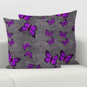 Monarch Butterflies Purple on Gray Granite