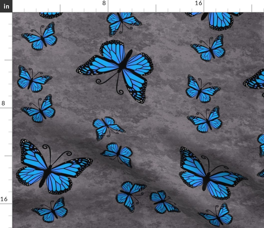 Monarch Butterflies Blue on Gray Granite