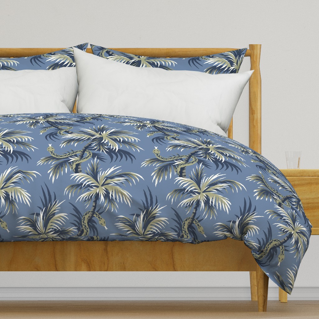 Snake Palms - Light Blue/Gold - Large Scale - AndreaAlice