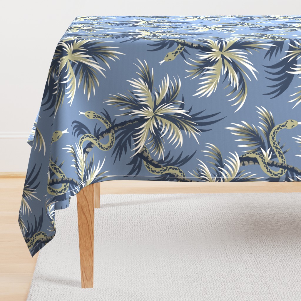 Snake Palms - Light Blue/Gold - Large Scale - AndreaAlice