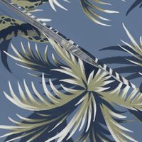 Snake Palms - Light Blue/Gold - Large Scale - AndreaAlice