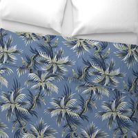 Snake Palms - Light Blue/Gold - Large Scale - AndreaAlice