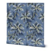 Snake Palms - Light Blue/Gold - Large Scale - AndreaAlice