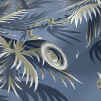 Snake Palms - Light Blue/Gold - Large Scale - AndreaAlice