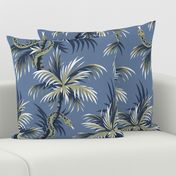 Snake Palms - Light Blue/Gold - Large Scale - AndreaAlice