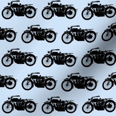 Antique Motorcycles on Blue // Small