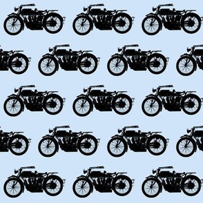 Antique Motorcycles on Blue // Small