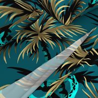 Snake Palms - Dark Teal/Mustard - Large Scale - AndreaAlice