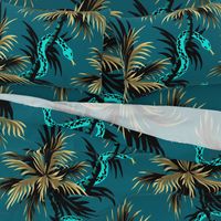 Snake Palms - Dark Teal/Mustard - Large Scale - AndreaAlice