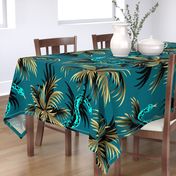 Snake Palms - Dark Teal/Mustard - Large Scale - AndreaAlice