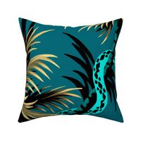 Snake Palms - Dark Teal/Mustard - Large Scale - AndreaAlice