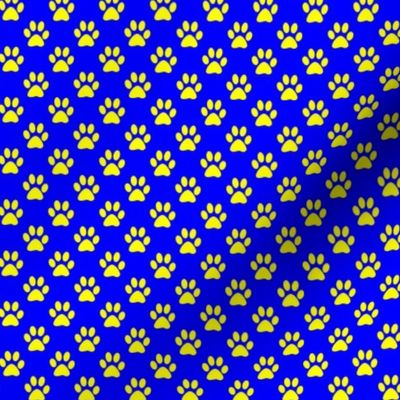 Half Inch Yellow Paw Prints on Blue