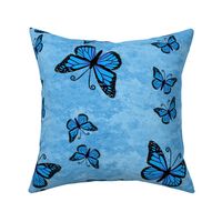 Monarch Butterflies All Blue on Blue Granite