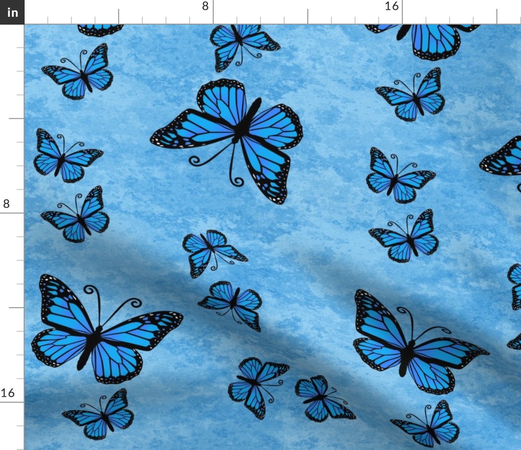 Monarch Butterflies All Blue on Blue Granite