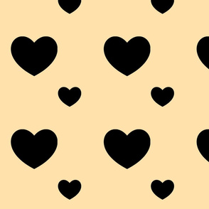 Black Hearts on Blush orange background