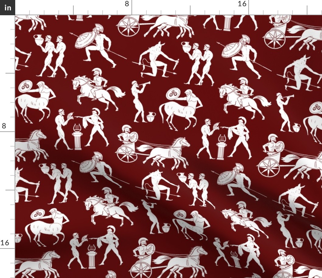 Greek Figures on Maroon // Large