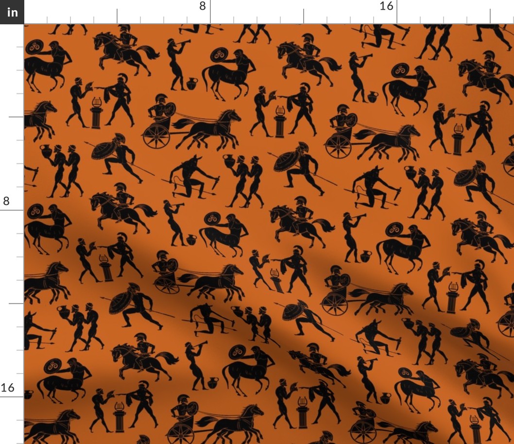 Greek Figures on Dark Orange // Small