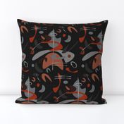 Mid Century Olive black red orange