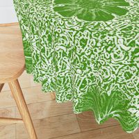 24" LARGE Hand painted Green Lace Exotic Floral on Ikat Batik