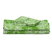 24" LARGE Hand painted Green Lace Exotic Floral on Ikat Batik