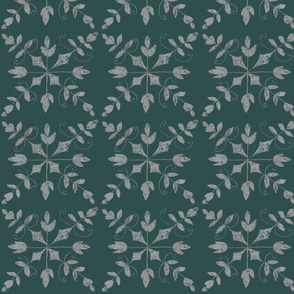 Gray Leaf Trellis on Dark Slate Gray