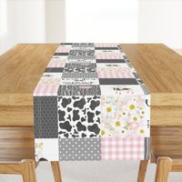 Farm // Love you till the cows come home - wholecloth cheater quilt - Pink