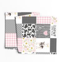 Farm // Love you till the cows come home - wholecloth cheater quilt - Pink