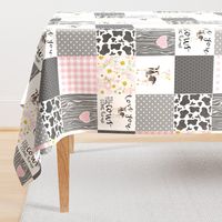 Farm // Love you till the cows come home - wholecloth cheater quilt - Pink