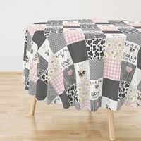 Farm // Love you till the cows come home - wholecloth cheater quilt - Pink