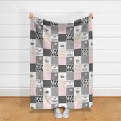 Farm // Love you till the cows come home - wholecloth cheater quilt - Pink