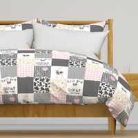 Farm // Love you till the cows come home - wholecloth cheater quilt - Pink