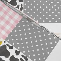 Farm // Love you till the cows come home - wholecloth cheater quilt - Pink