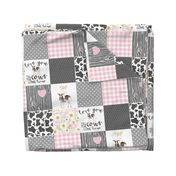 Farm // Love you till the cows come home - wholecloth cheater quilt - Pink