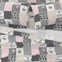 Farm // Love you till the cows come home - wholecloth cheater quilt - Pink