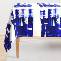 Tea towel Blue and white flags painted watercolor brush strokes London 