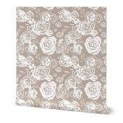 White Roses on Linen